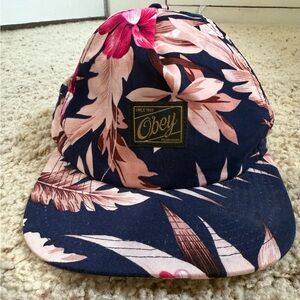 Obey Navy and‎ Pink Floral Hat Snapback adjustable Skater